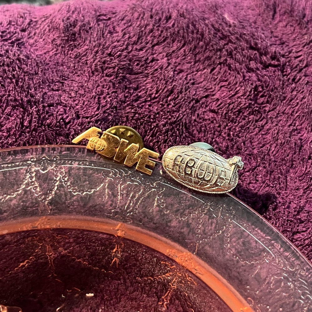 TWO VINTAGE ABWE RELIGIOUS PINS